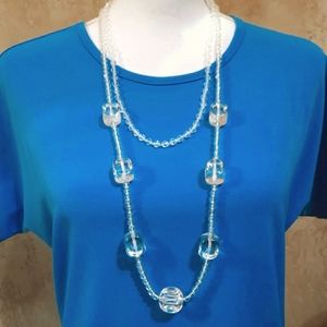 2 Clear Bead Necklaces